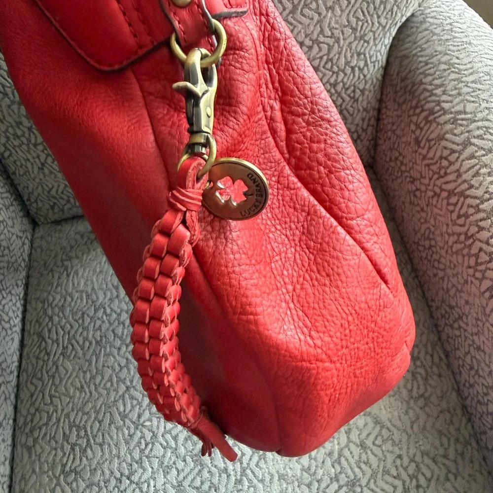 Lucky Brand Y2K Vintage Red Leather Slouchy Hobo Bag